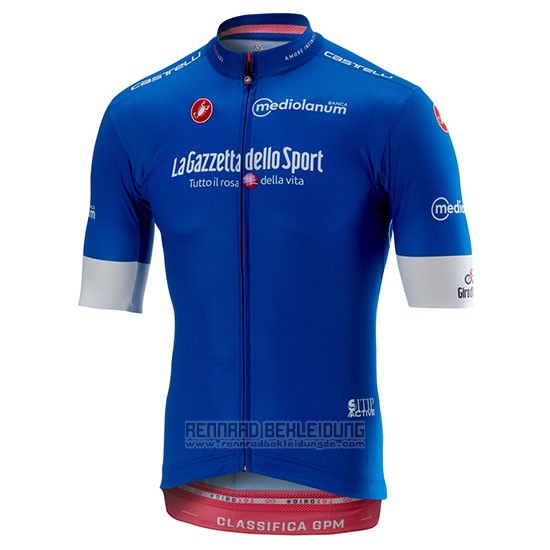 2018 Fahrradbekleidung Giro D'italien Blau Trikot Kurzarm und Tragerhose